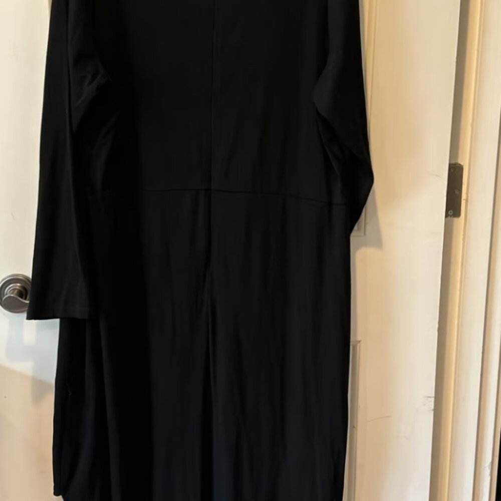 City Chic Black Long Sleeve Asymmetrical Cutout‎ Midi Dress Ruching Size L(20) - Picture 8 of 8